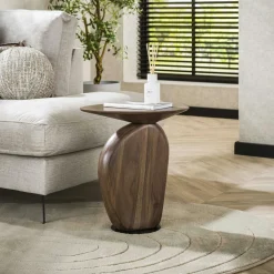 Bouts De Canapé Design|Bouts De Canapé En Bois|MYSORE Table d’appoint bois brun – rangement intégré, 46 cm