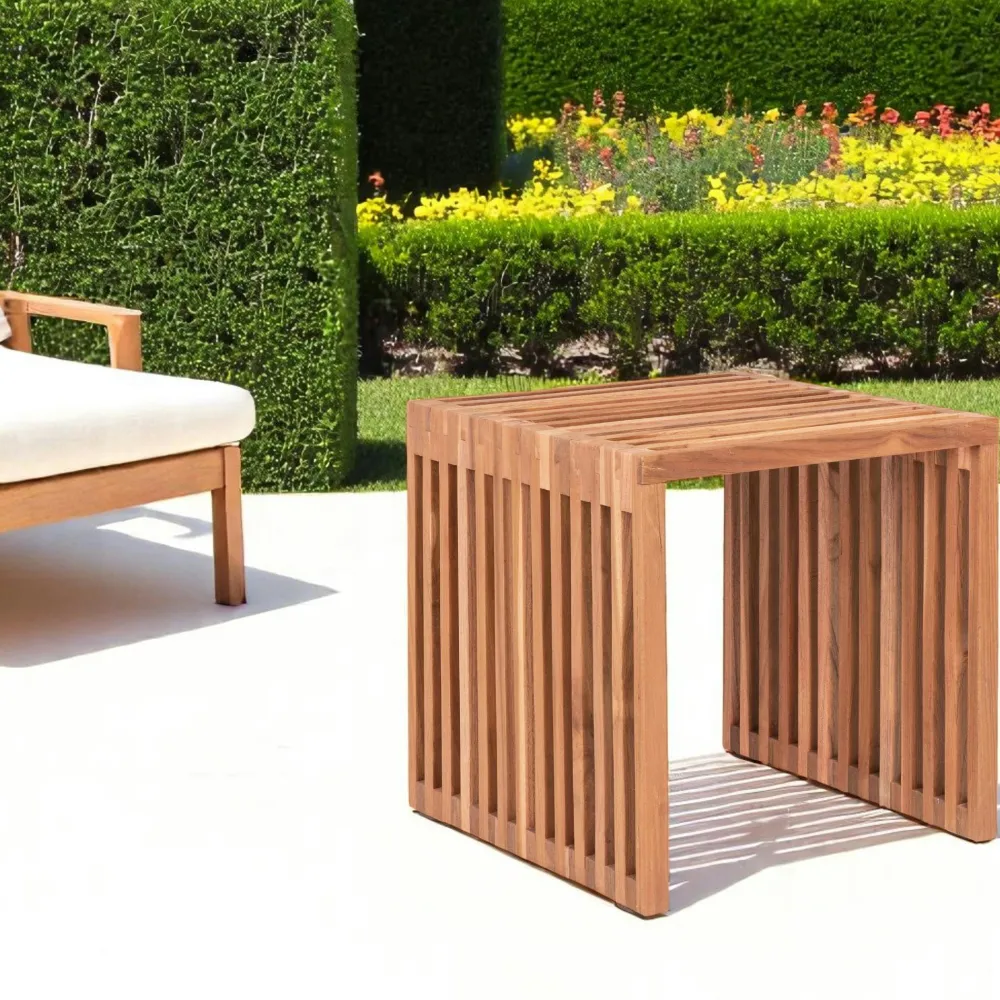 Tables D'Appoint De Jardin|MENDOZA Table d'appoint de jardin en teck ajouré