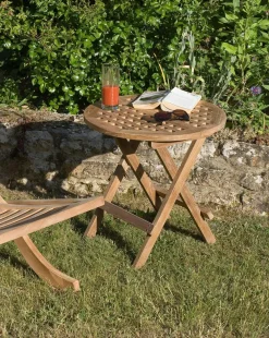 Tables D'Appoint De Jardin|SUMMER Table d'appoint de jardin en Teck ronde pliante 50cm