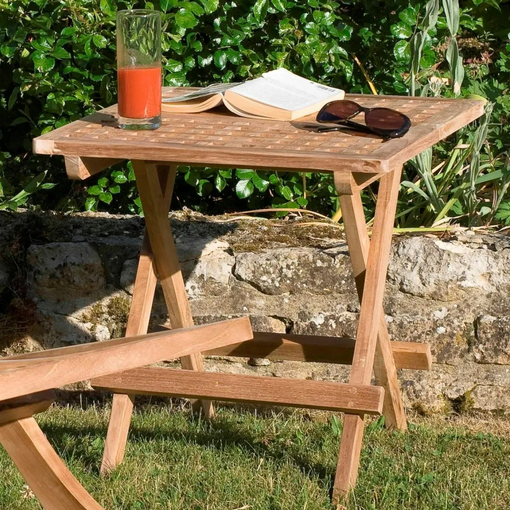 Tables D'Appoint De Jardin|SUMMER Table d'appoint de jardin en Teck carrée pliante 50cm