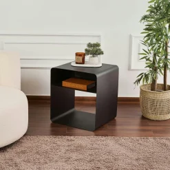 Bouts De Canapé En Métal|SFAX Table d’appoint design métal noir – forme cube