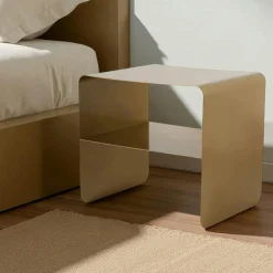 Bouts De Canapé En Métal|SFAX Table d’appoint design métal doré – 2 plateaux