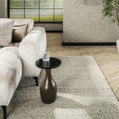 Bouts De Canapé Design|LAGUNA Table d’appoint en verre – cuivre antique, 45 cm