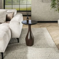 Bouts De Canapé Design|LAGUNA Table d’appoint en verre – cuivre antique, 45 cm