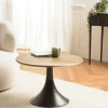 Bouts De Canapé En Bois|ZALA Table d'appoint ronde bois dessiné pied central