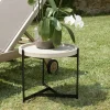 Tables D'Appoint De Jardin|HERCULE Table d'appoint ronde de jardin plateau béton beige pieds métal