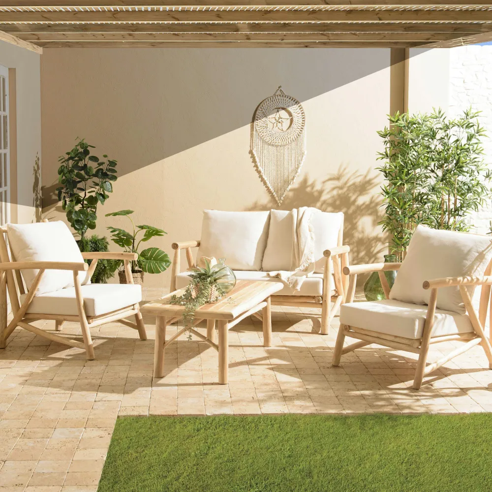 Tables D'Appoint De Jardin|HERCULE Table d'appoint ronde de jardin plateau béton beige pieds métal