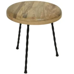 Bouts De Canapé En Bois| Table d'appoint ronde en bois de manguier 33 cm