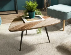 Bouts De Canapé En Métal|Bouts De Canapé En Bois|Swing Table d'appoint ronde teck recyclé métal GM