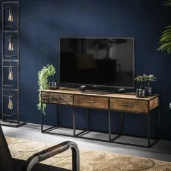 Bouts De Canapé En Métal|Bouts De Canapé En Bois|Swing Table d'appoint ronde teck recyclé métal PM