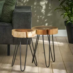 Bouts De Canapé En Bois|Canada Table d'appoint tronc d'arbre acacia