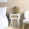 Tables De Chevet Scandinaves|CALVIA Table de chevet bois blanc 1 tiroir cannage naturel