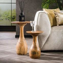 Tables De Chevet Industrielles|Melbourne Table de chevet en bois d'acacia structure colonne