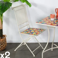 Tables De Jardin|GRENADE Table de jardin carreaux de ciment multicolores 140 cm