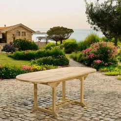 Tables De Jardin|SUMMER Table de jardin en teck brut ovale extensible 120/180x90x75cm