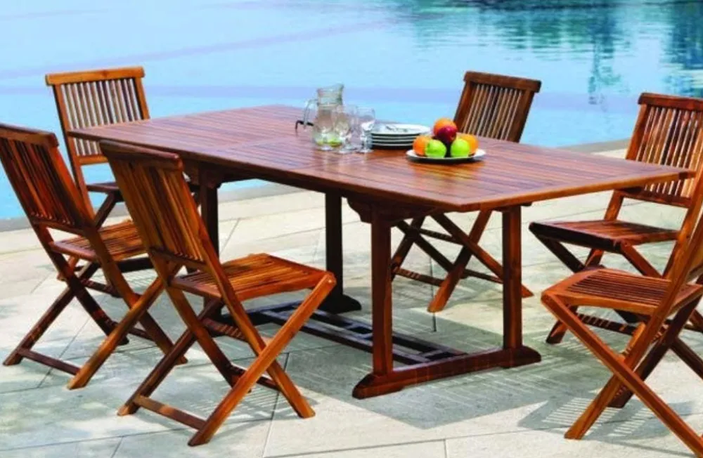 Tables De Jardin|MACAO Table de jardin en teck huilé rectangle extensible 180/240x100x75