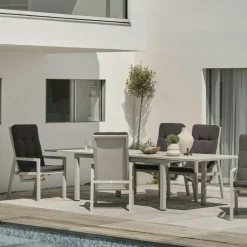 Tables De Jardin|Meubles En Aluminium Brafab|Oslo Table de jardin extensible en aluminium gris sable 194/314 cm