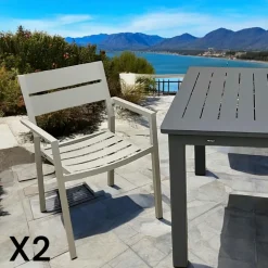 Tables De Jardin|Meubles En Aluminium Brafab|Oslo Table de jardin extensible en aluminium gris sable 194/314 cm