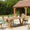 Tables De Jardin|MANY Table de jardin pieds en V teck recyclé naturel 220 cm