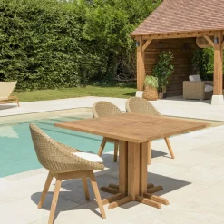 Tables De Jardin|MANY Table de jardin pieds inclinés teck recyclé naturel 300 cm