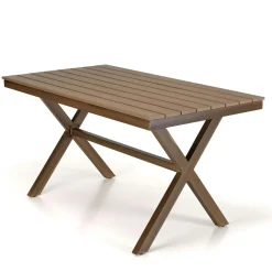 Tables De Jardin|GIJON Table de jardin rectangulaire 140 cm couleur bois ajouré