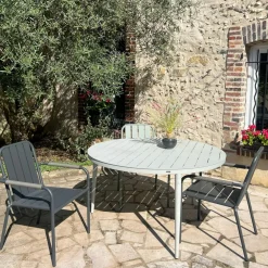 Tables De Jardin|Meubles En Aluminium Brafab|STOCKHOLM Table de jardin ronde en aluminium gris poudré Ø 130 cm