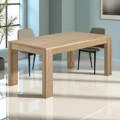 Tables À Manger Scandinaves|Tables À Manger Rectangulaires|MALMOE Table de Repas bois naturel Chêne massif 160x90x77cm 2