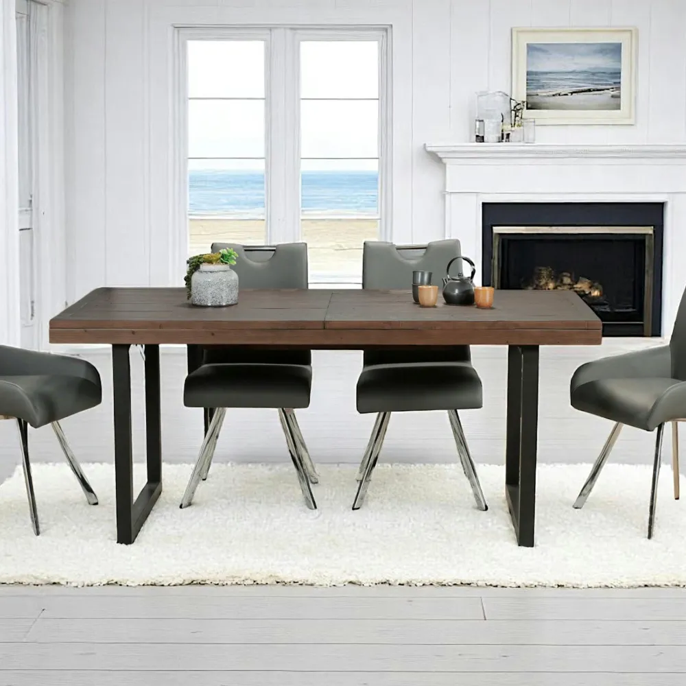 Tables À Manger Industrielles|Tables À Manger Rectangulaires|SAMOA Table de repas extensible bois brun recyclé 180-240 cm