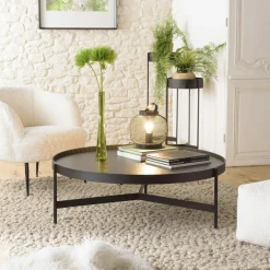 Univers Déco·Design Contemporain|Tables À Manger Industrielles|CORUMBA Table de repas ovale en bois noir 240 cm