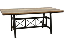 Tables À Manger Industrielles|Tables À Manger Rectangulaires|Loft / Loft Colors Table de Repas plateau en Hévéa recyclé coloré et pieds métal avec croisillons 180x90x76cm LOFT COLORS
