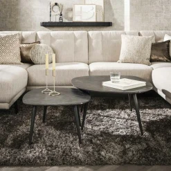 Tables Basses Gigognes|RALF Table de salon organique avec plateau forme carrée (lot de 2)