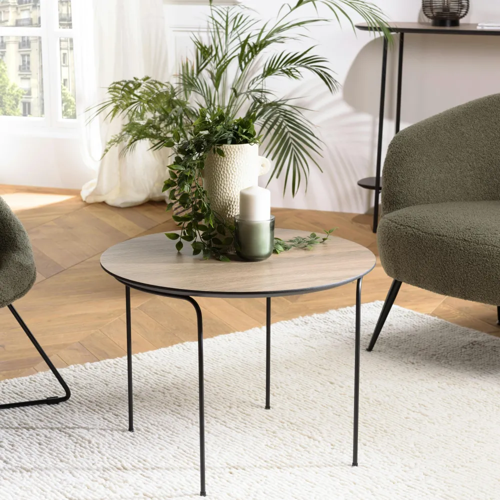 Tables Basses Rondes|Landaise Table de salon ronde couleur bois
