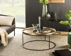 Univers Déco·Design Contemporain|Tables Basses Design|ZALA Table de salon ronde dorée