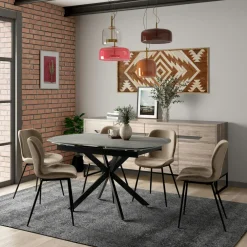 Univers Déco·Design Contemporain|Tables À Manger Rectangulaires|OTTAWA Table extensible céramique grise pied mikado 140-200 cm