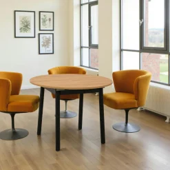 Tables À Manger Rectangulaires|Tables À Manger En Bois|ARDEN Table extensible effet noyer, pieds noirs 120-153 cm