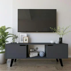 Tables À Manger Rectangulaires|Tables À Manger En Bois|ARDEN Table extensible effet noyer, pieds noirs 120-153 cm