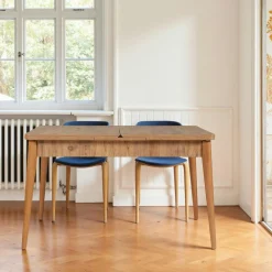 Tables À Manger Rectangulaires|Tables À Manger En Bois|ORINA Table extensible effet noyer avec rangement 130-165 cm