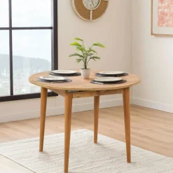 Tables À Manger Rectangulaires|Tables À Manger En Bois|ORINA Table extensible effet pin, rangement intégré 130-165 cm