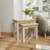 Bouts De Canapé En Bois|BATH Table gigogne en bois finition gris clair (lot de 2)