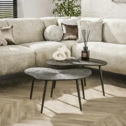 Tables Basses Vintage|Tables Basses Gigognes|RALF Table gigogne organique – soleil brun bronze (lot de 2)