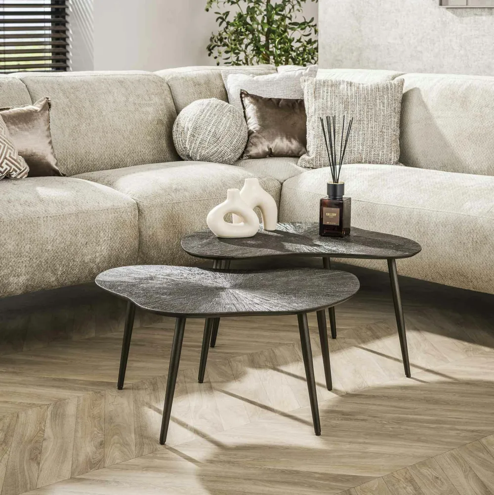 Tables Basses Vintage|Tables Basses Gigognes|RALF Table gigogne organique – soleil brun bronze (lot de 2)