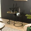 Bouts De Canapé En Métal|Bouts De Canapé Design|ZALA Table gigogne ronde noir et or (lot de 2)