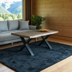 Sellettes En Métal|Tables D'Appoint Rondes|TULUM Table gigogne verre fumé - cadre noir (lot de 2) ⌀60 cm