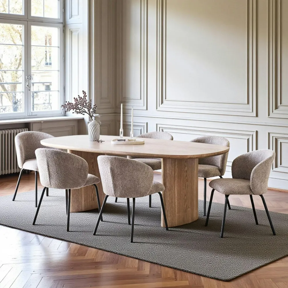 Tables À Manger En Chêne|Tables À Manger En Bois|MATERA Table moderne en bois clair - pieds design, 210 cm