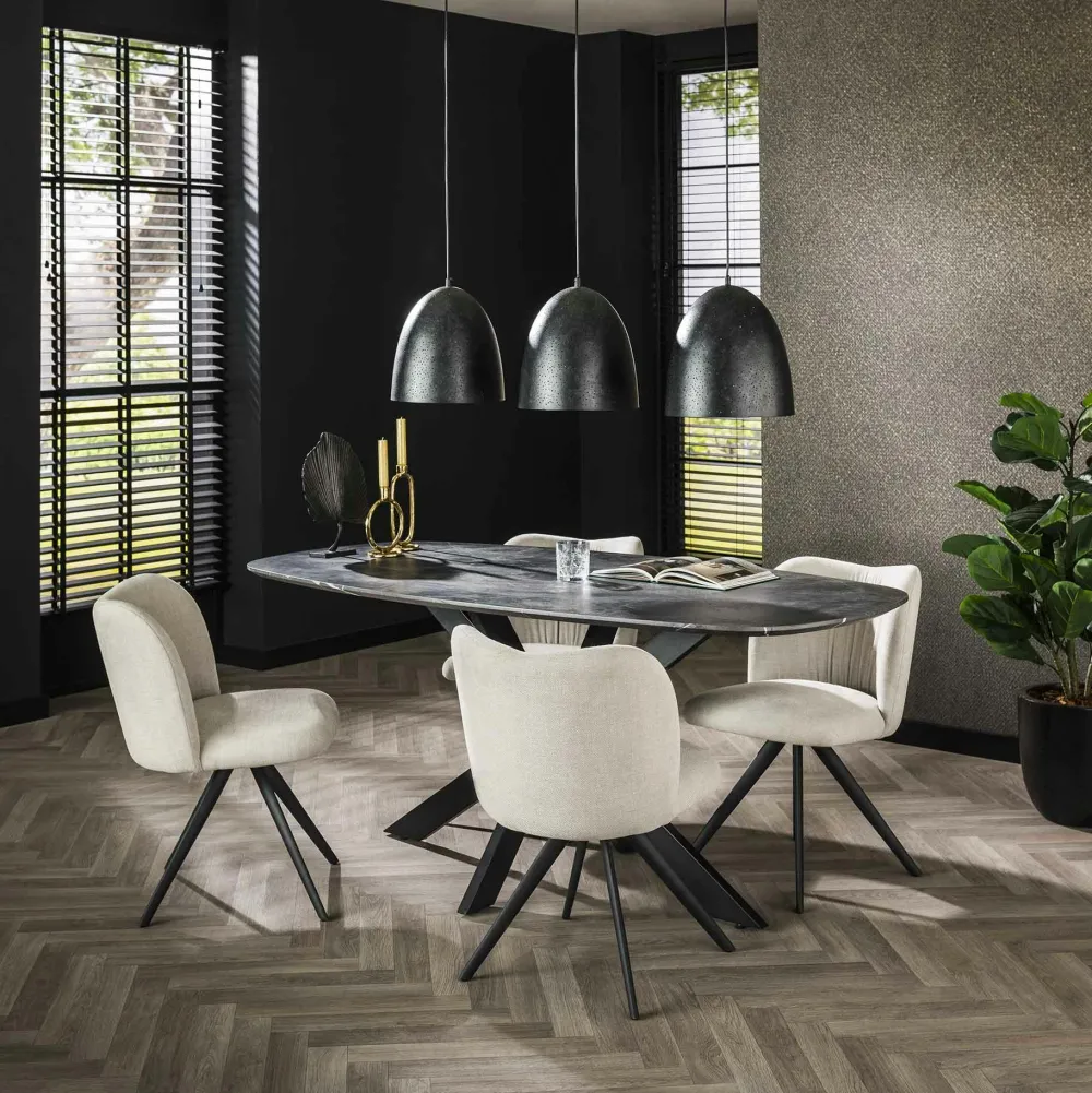 Tables À Manger En Bois|Tables Pied Central|RALF Table ovale pied central croisé 150 cm