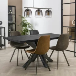 Tables À Manger Rectangulaires|Tables À Manger En Bois|Lucknow Table pied central bois de manguier 165 cm