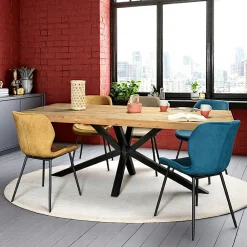 Tables À Manger Industrielles|Tables À Manger Rectangulaires|CANBERRA Table pied central en bois recyclé 200 cm