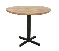 Tables À Manger Industrielles|Tables À Manger Rondes|Loft / Loft Colors Table ronde en Hévéa recyclé naturel et pieds métal en croix D90xH76cm LOFT