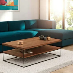 Tables À Manger Rondes|Tables Pied Central|Swing Table ronde en teck massif recyclé 130 cm pied croisé bois