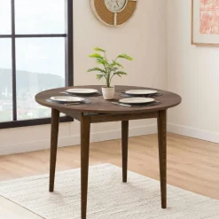 Tables À Manger Rondes|Tables À Manger En Bois|ORINA Table ronde extensible effet noyer Ø100-131 cm